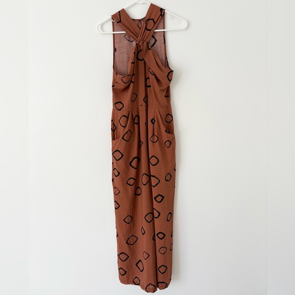 Anthropologie Eva Franco Faith Wide Leg Jumpsuit in Brown Dot Size 6 - Picture 7 of 12